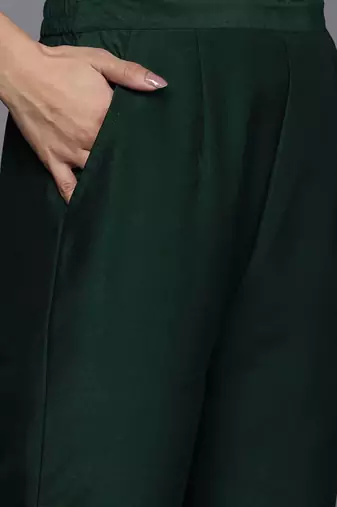 Women Green Ethnic Motifs Embroidered Kurta with Trousers & Dupatta