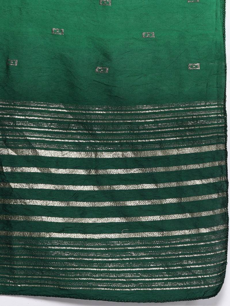 Women Green Ethnic Motifs Embroidered Kurta with Trousers & Dupatta