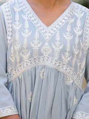 Ethnic Motifs Embroidered Empire Anarkali Kurta with Trouser & Dupatta 2