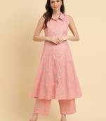 Pink Floral Printed Regular Kurta with Trousers