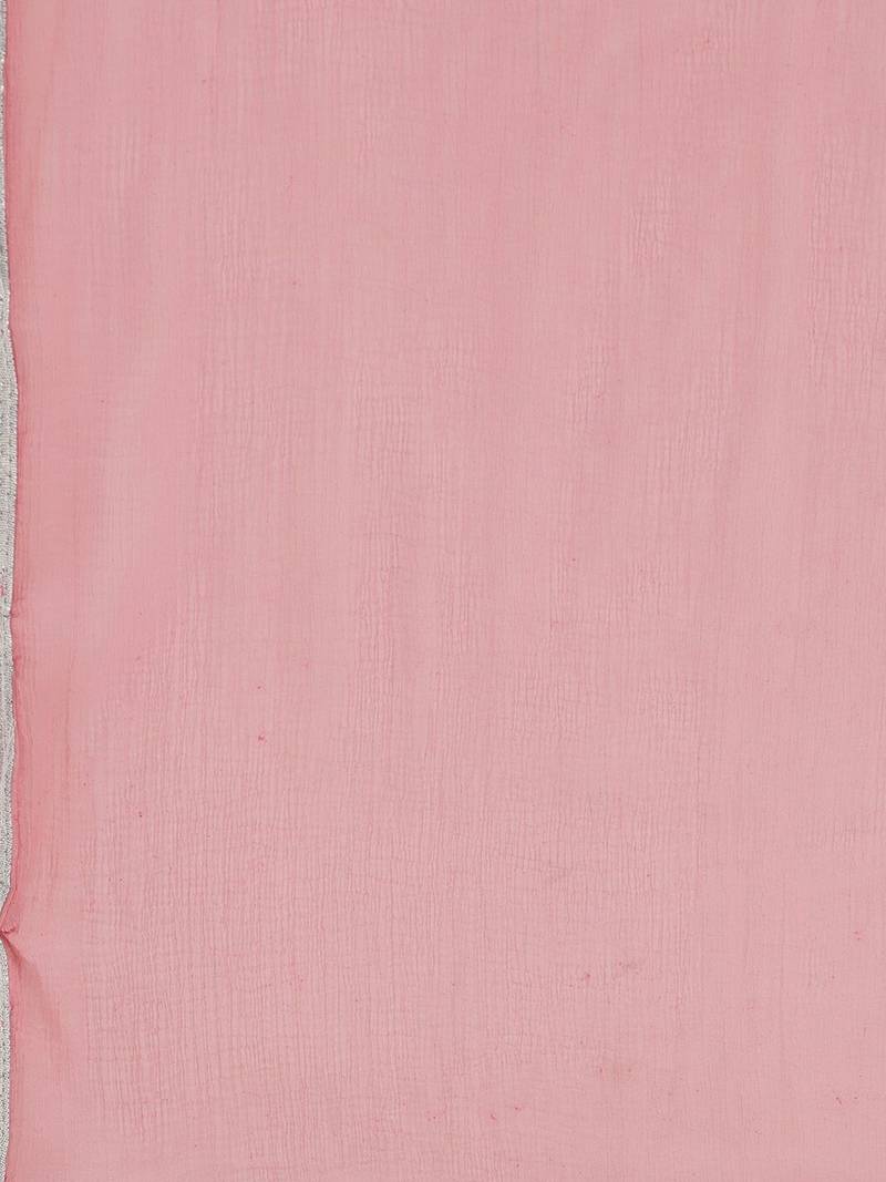 Pink Ethnic Motifs Printed Thread Work Straight Kurta & Trousers With Dupatta