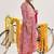 Pink Ethnic Motifs Printed Thread Work Straight Kurta & Trousers With Dupatta