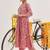 Pink Ethnic Motifs Printed Thread Work Straight Kurta & Trousers With Dupatta