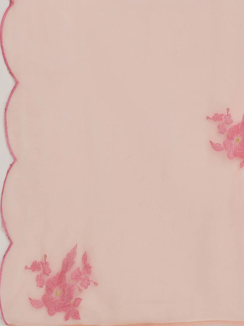 Floral Embroidered Sequinned Kurta & Trousers With Dupatta