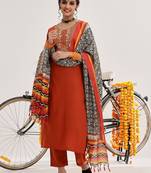 Floral Yoke Design Regular Kurta with Trousers & With Dupatta