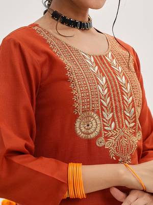 Floral Yoke Design Regular Kurta with Trousers & With Dupatta 2