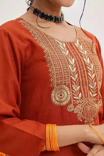 Floral Yoke Design Regular Kurta with Trousers & With Dupatta