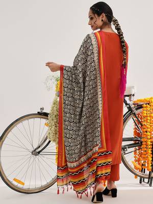 Floral Yoke Design Regular Kurta with Trousers & With Dupatta 6