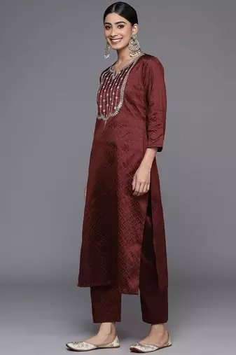 Women Ethnic Motifs Embroidered Sequinned Kurta with Trousers & With Dupatta