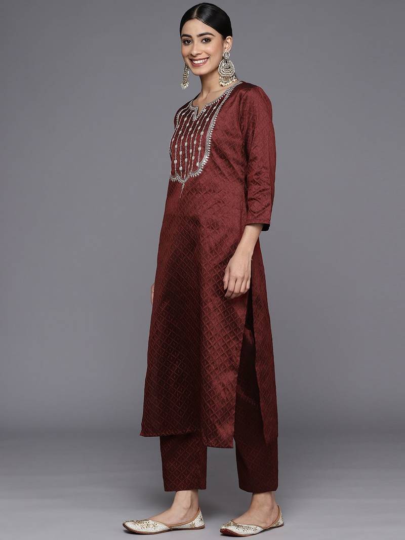 Women Ethnic Motifs Embroidered Sequinned Kurta with Trousers & With Dupatta
