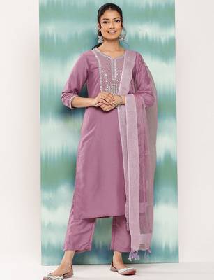Women Ethnic Motifs Embroidered Sequinned Kurta with Trousers & With Dupatta 1