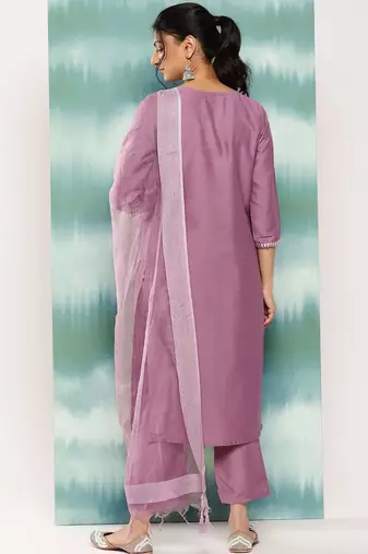 Women Ethnic Motifs Embroidered Sequinned Kurta with Trousers & With Dupatta