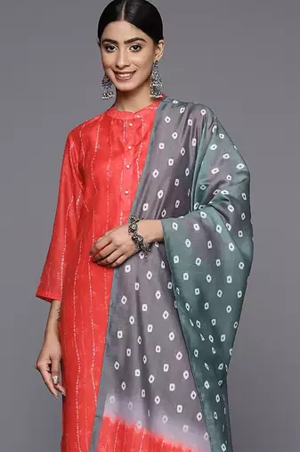 Printed Regular Kurta With Trousers & With Dupatta
