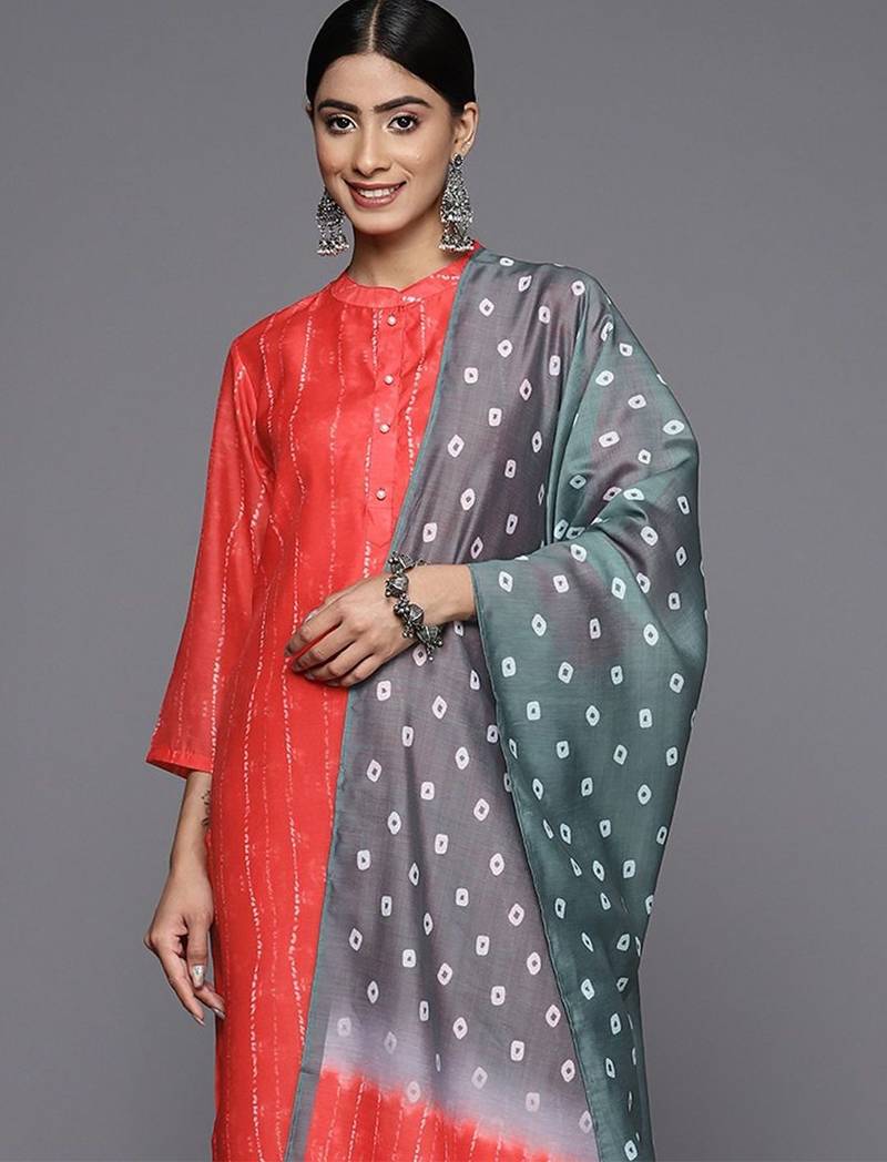 Printed Regular Kurta With Trousers & With Dupatta