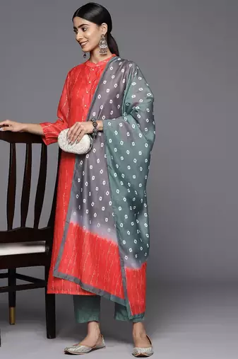 Printed Regular Kurta With Trousers & With Dupatta
