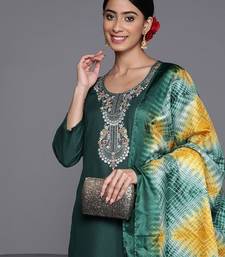 Floral Zari Embroidered Kurta With Trousers & Dupatta