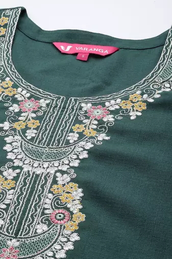 Floral Zari Embroidered Kurta With Trousers & Dupatta