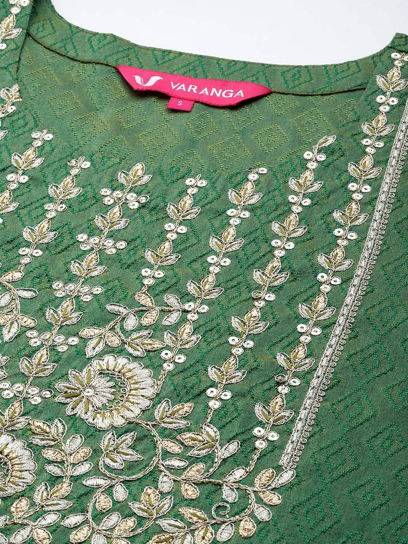 Women Ethnic Motifs Embroidered Kurta with Trousers & With Dupatta