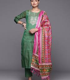 Women Ethnic Motifs Embroidered Kurta with Trousers & With Dupatta