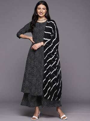 Printed Empire Pure Cotton Kurta With Palazzos & With Dupatta 1