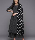 Printed Empire Pure Cotton Kurta With Palazzos & With Dupatta