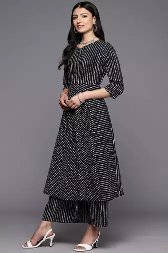 Printed Empire Pure Cotton Kurta With Palazzos & With Dupatta