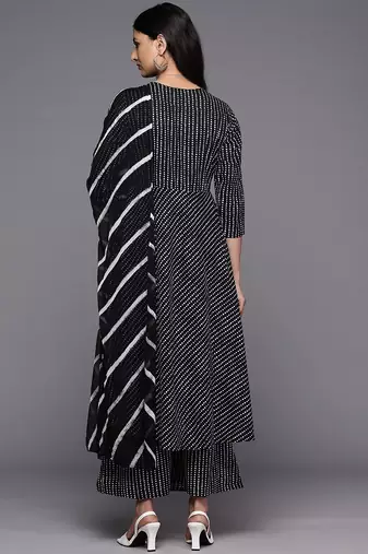 Printed Empire Pure Cotton Kurta With Palazzos & With Dupatta