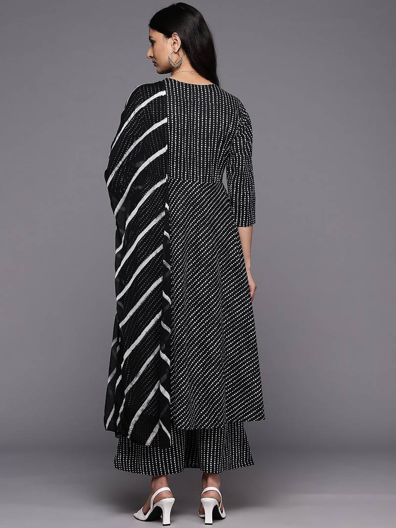 Printed Empire Pure Cotton Kurta With Palazzos & With Dupatta