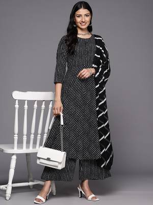 Printed Empire Pure Cotton Kurta With Palazzos & With Dupatta 7