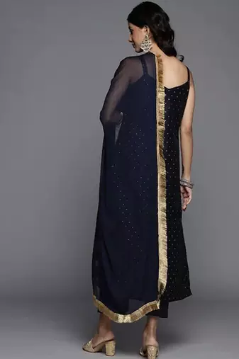Women Abstract Printed Kurta with Trousers & With Dupatta