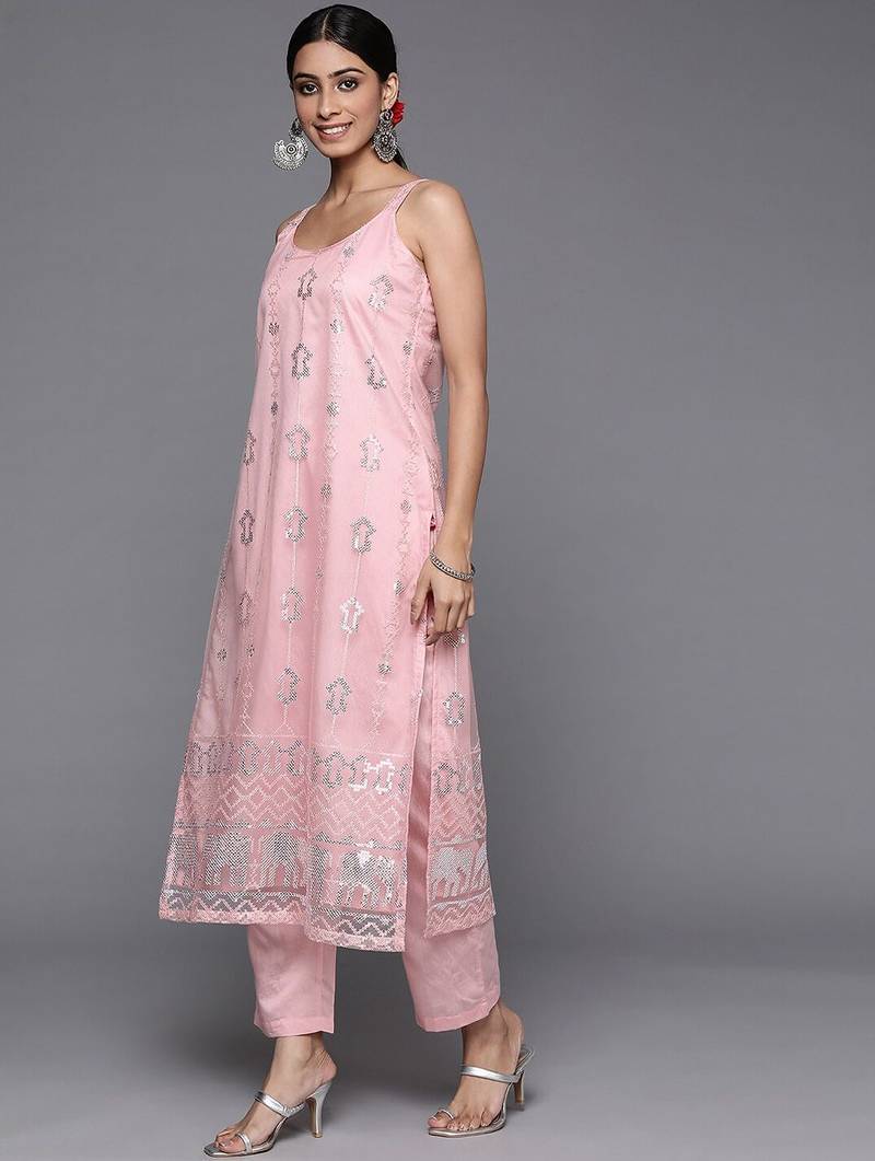 Women Ethnic Motifs Embroidered Sequinned Kurta with Trousers & Dupatta