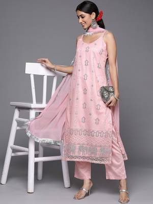 Women Ethnic Motifs Embroidered Sequinned Kurta with Trousers & Dupatta 7