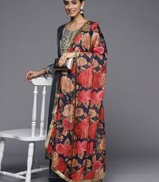 Women Grey Ethnic Motifs Yoke Design Mirror Work Kurta with Trousers & With Dupatta
