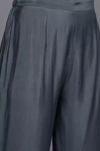 Women Grey Ethnic Motifs Yoke Design Mirror Work Kurta with Trousers & With Dupatta