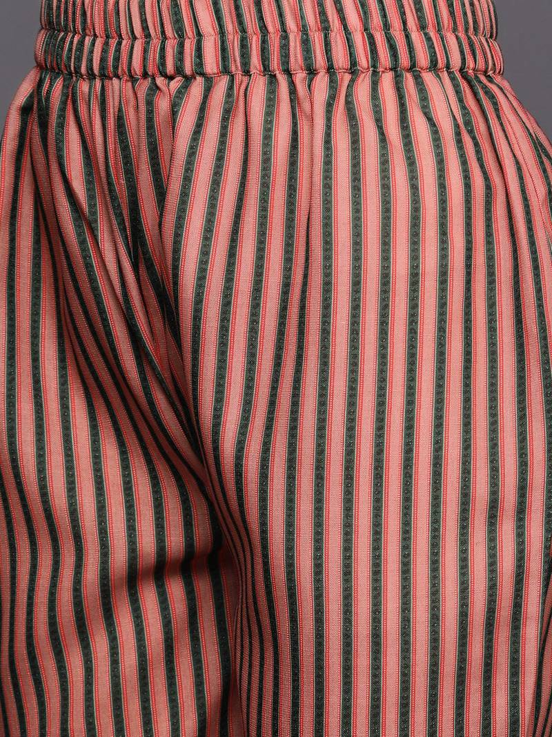 Women Peach-Coloured Ethnic Motifs Printed Kurta with Trousers