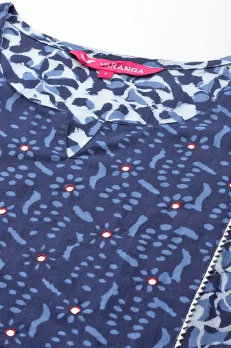Women Blue Ethnic Motifs Printed Pure Cotton Kurta with Trousers & Dupatta