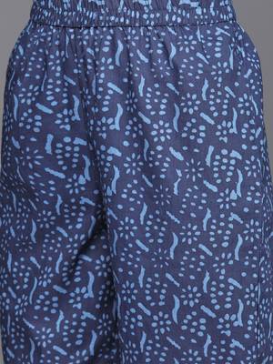 Women Blue Ethnic Motifs Printed Pure Cotton Kurta with Trousers & Dupatta 4
