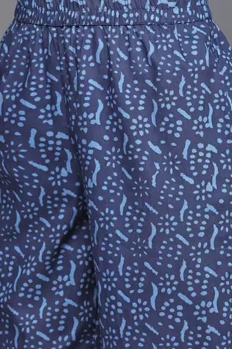 Women Blue Ethnic Motifs Printed Pure Cotton Kurta with Trousers & Dupatta
