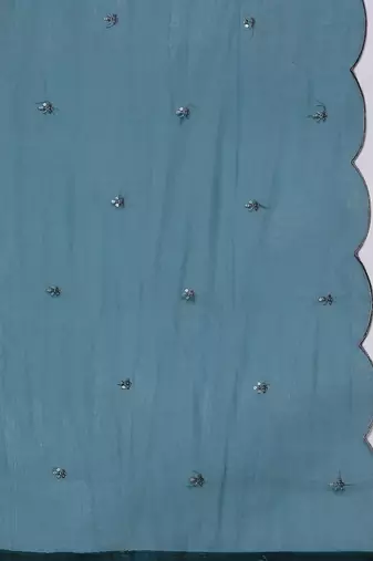 Women Teal Ethnic Motifs Embroidered Sequinned Kurta with Trousers & With Dupatta