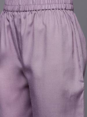 Women Lavender & White Embroidered Kurta with Trousers & Dupatta 4