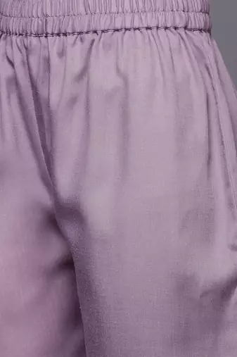 Women Lavender & White Embroidered Kurta with Trousers & Dupatta