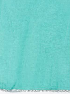 Women Teal Leheriya Printed Gotta Patti Chanderi Cotton Kurta with Sharara & With Dupatta 5