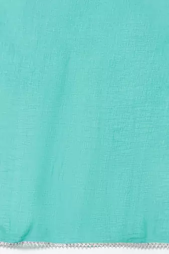 Women Teal Leheriya Printed Gotta Patti Chanderi Cotton Kurta with Sharara & With Dupatta