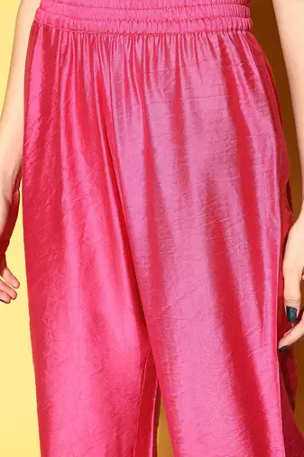 Women Abstract Tussar Silk Spaghetti Straps Kurta Set