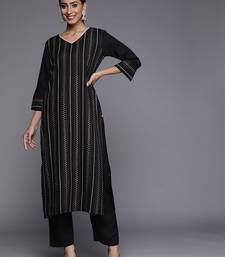 Women Black Printed Kurta with Trousers