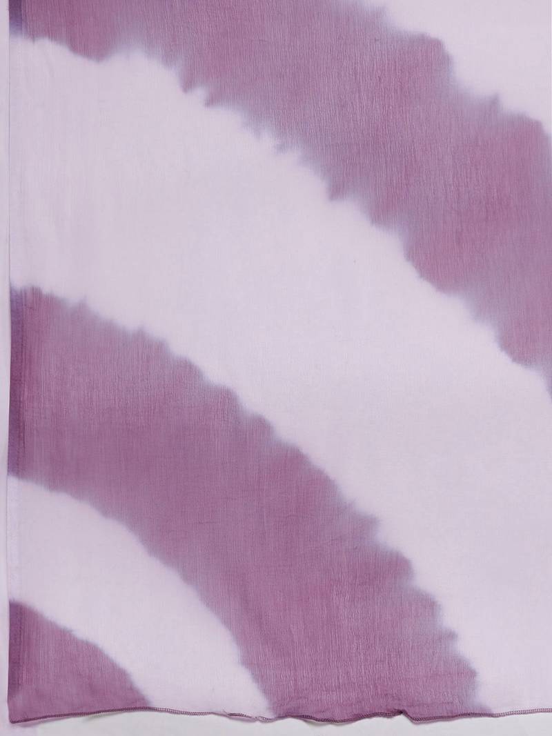 Women Lavender & White Bandhani Pure Cotton Kurti with Sharara & Dupatta