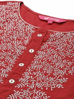 Women Rust Ethnic Motifs Yoke Design Kurta with Palazzos & With Dupatta 2