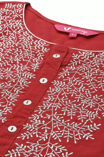 Women Rust Ethnic Motifs Yoke Design Kurta with Palazzos & With Dupatta