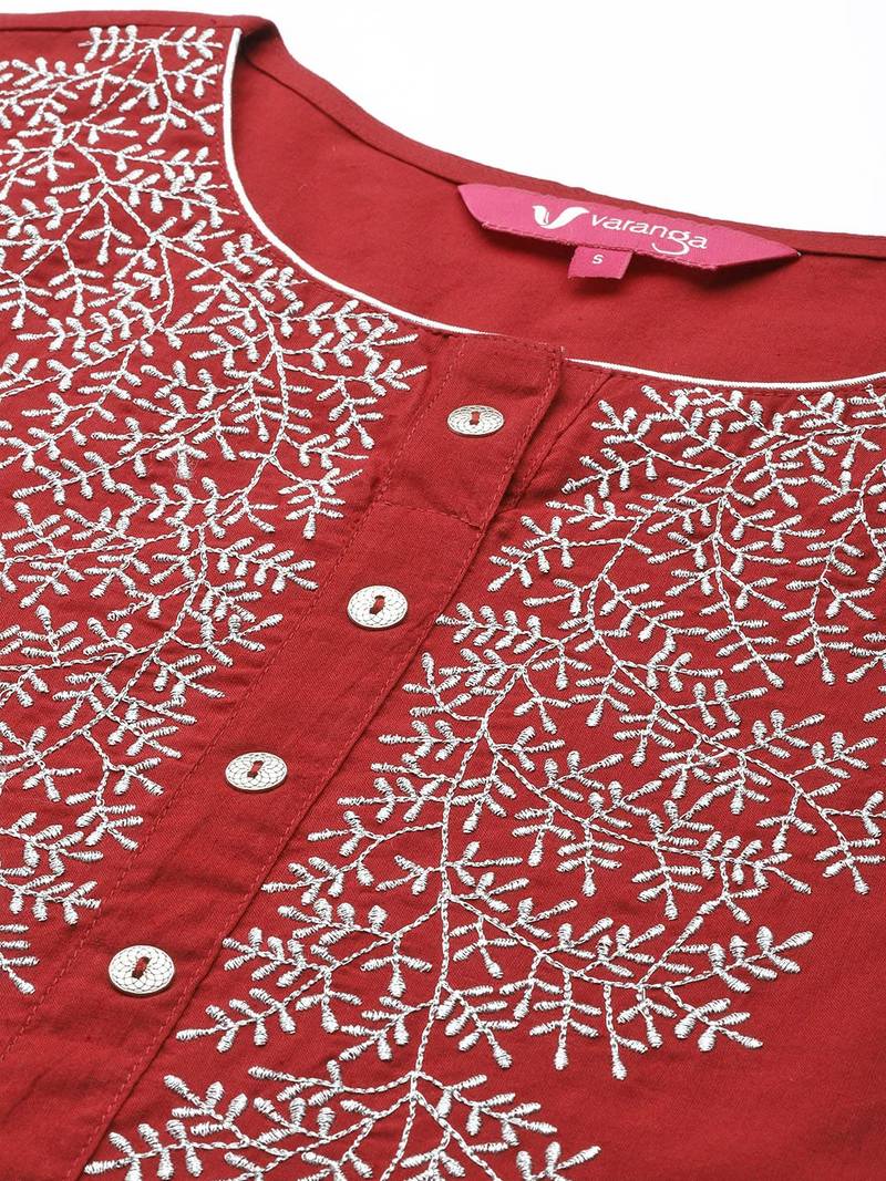 Women Rust Ethnic Motifs Yoke Design Kurta with Palazzos & With Dupatta