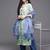 Women Blue Pure Cotton Floral Printed Sequinned Kurta with Trousers & With Dupatta
